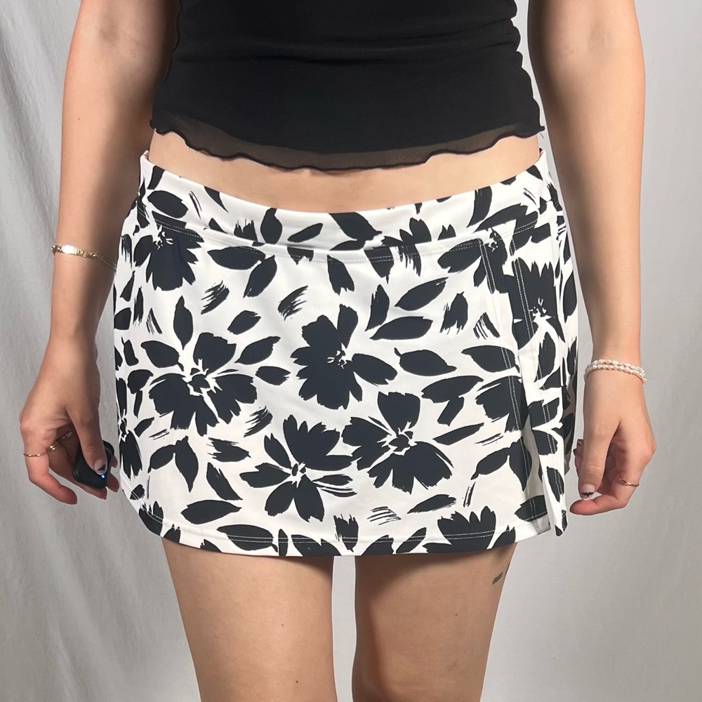 Black and white mini skirt